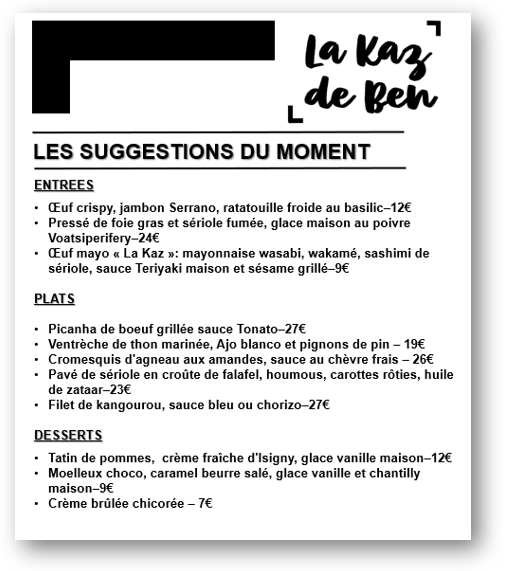 Suggestions du moment